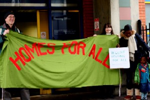 "M" and suppporter's protest at Haringay Council Offices